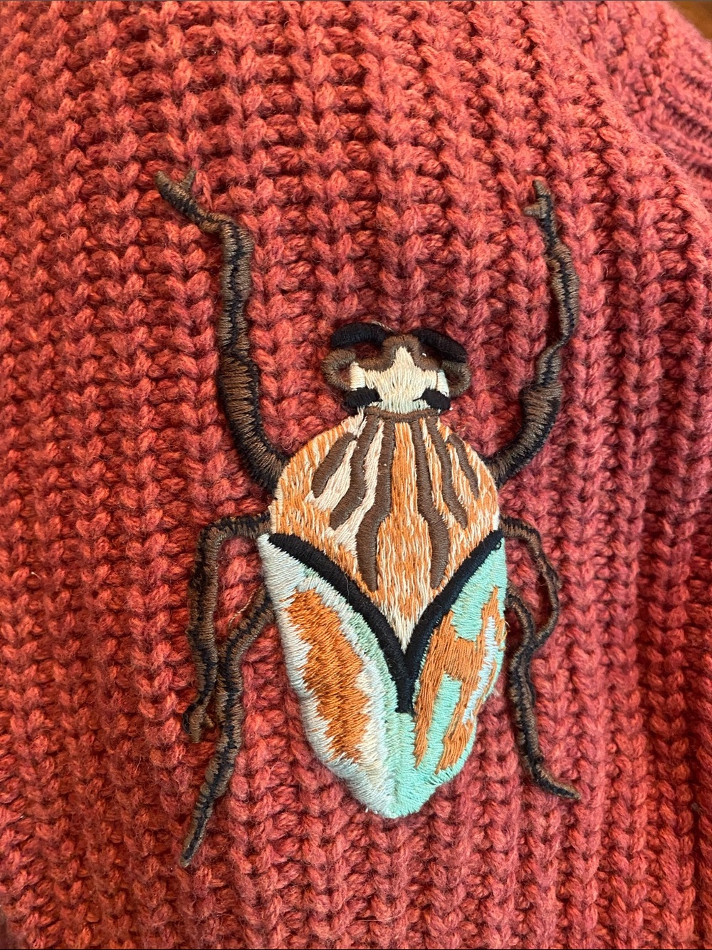 Never a wallflower Women’s rust Red Embroidered Button-Front Sweater 🆕 - Picture 10 of 11